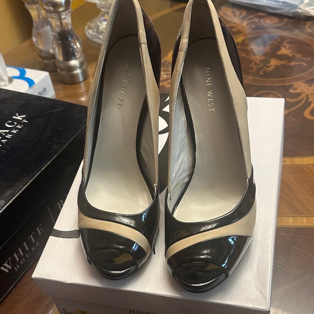 Nine West Black and Cream Women's Shoes